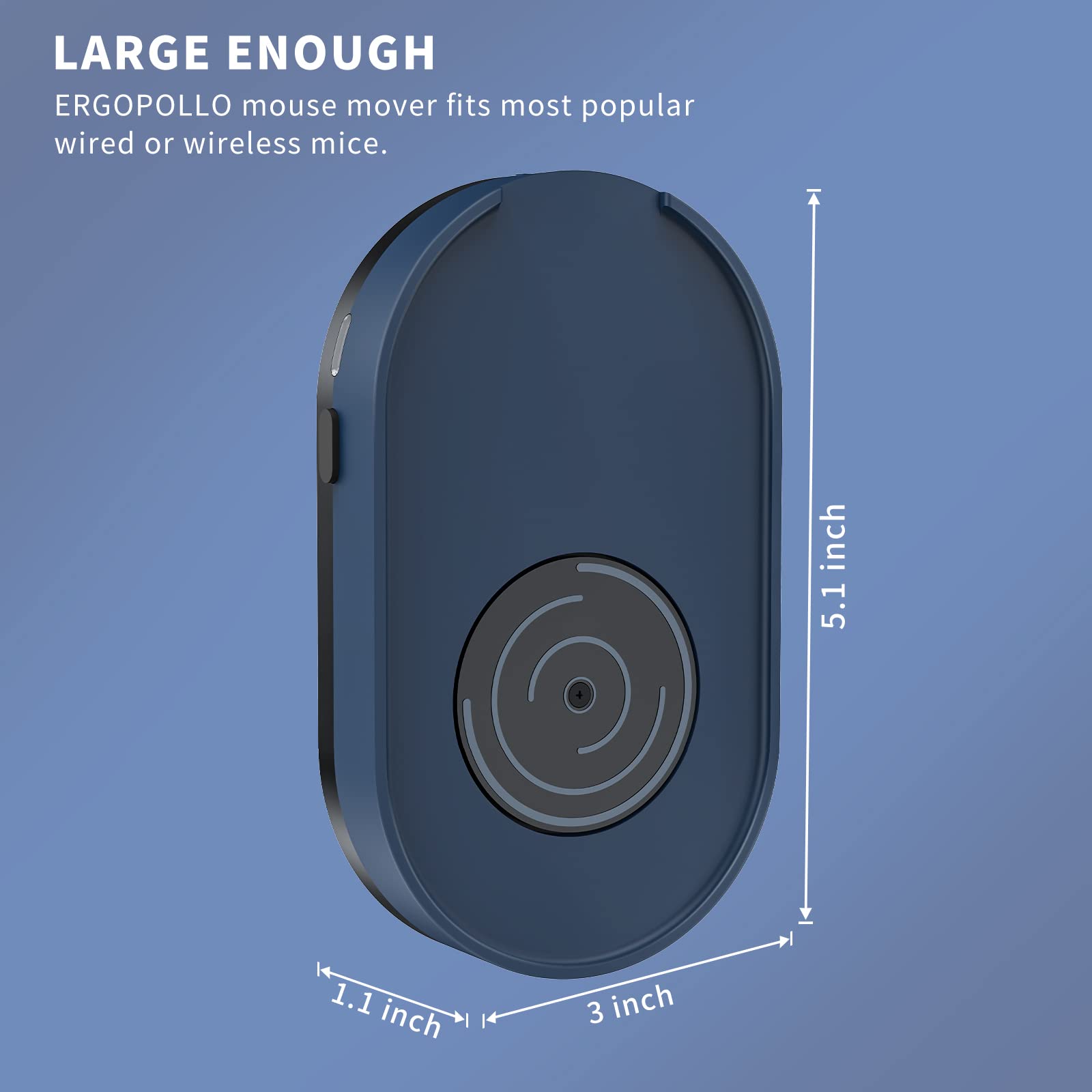 Ergopollo Mouse Jiggler, Undetectable Mouse Mover Device Wiggler Shaker with Drive Free USB Cable and 5V1A Adapter, Moves Mouse Automatically, Keep PC Screen Active, Blue