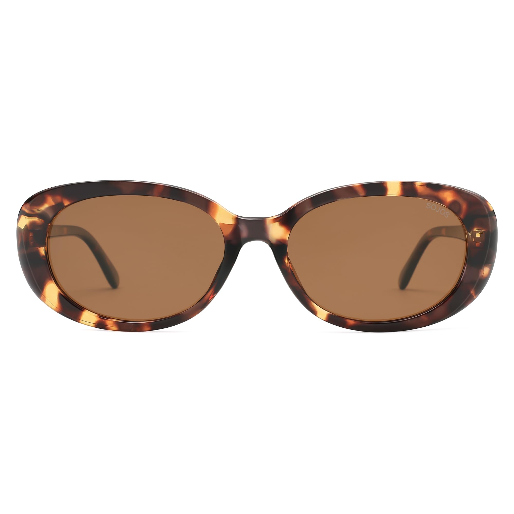 SOJOS Retro Oval Polarized Sunglasses for Women Men Vintage 90s Style Designer Inspired Sunnies Sun Glasses SJ2369, Tortoise Frame/Brown Lens