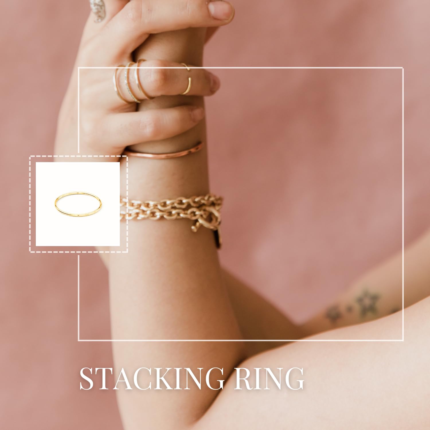 Handmade 1mm 14K Gold Filled Ring for Women & Girls Thin Gold Ring Dainty Cute Stacking Stackable Band Non-Tarnish | (1 Pack, 10)