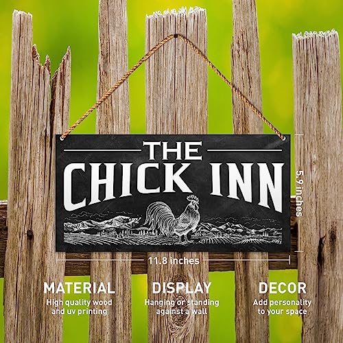 Chicken Coop Wood Sign Decor, Farmhouse Farm Sign Decoration for Chicken Coop Outdoor Hen Den House Decor, Kitchen Dining Room Farmhouse Decor Sign, The Chick Inn