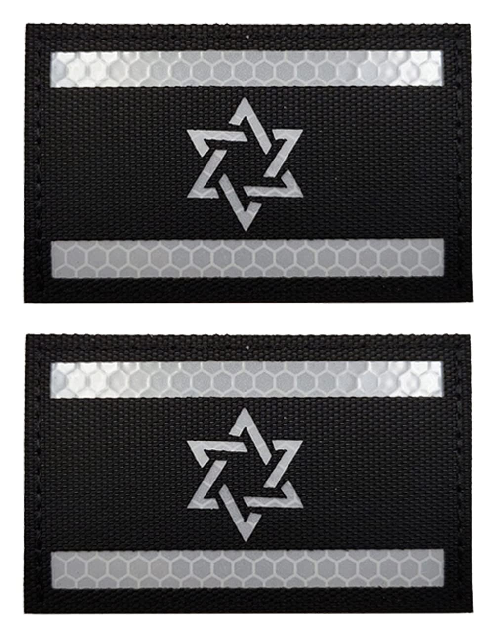 2 PCS AliPlus Israel Flag Patches IR Infrared Reflective Patches Laser Cut Patch Tactical Morale Patch Hook and Loop(Black White)