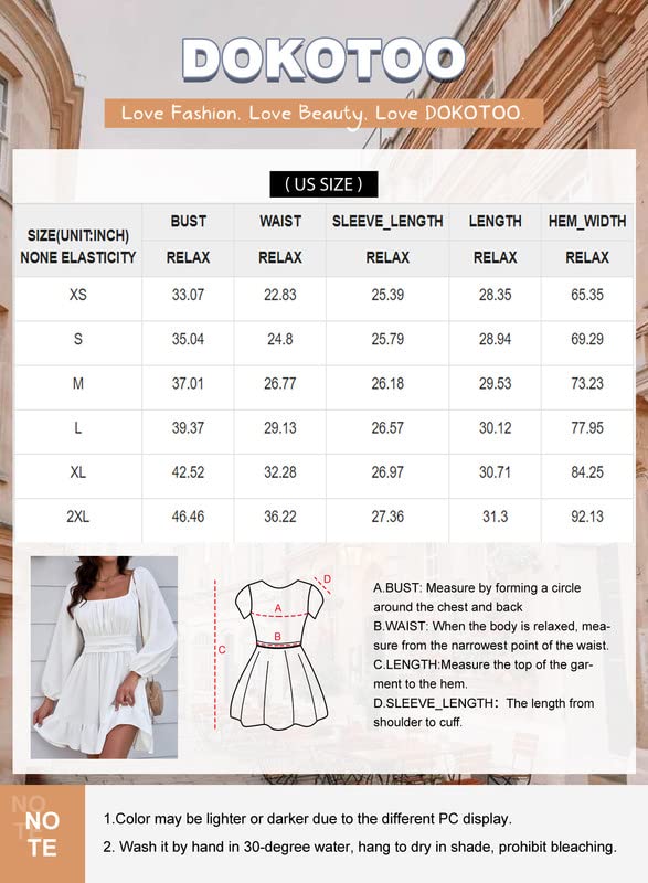 Dokotoo Yellow Summer Dress for Women Elastic Waist Tie Backless Sexy Dress Puff Ruffle A-Line Long Sleeve Dress Casual Mini Dress for Wedding Guest Small