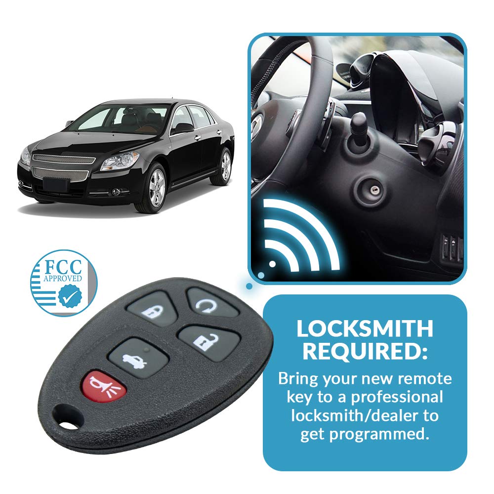 Keyless2Go Replacement for 2 New Keyless Entry Remote Start Car Key Fob for 22733524 KOBGT04A Malibu Cobalt G5 G6 Grand Prix Lacrosse Allure