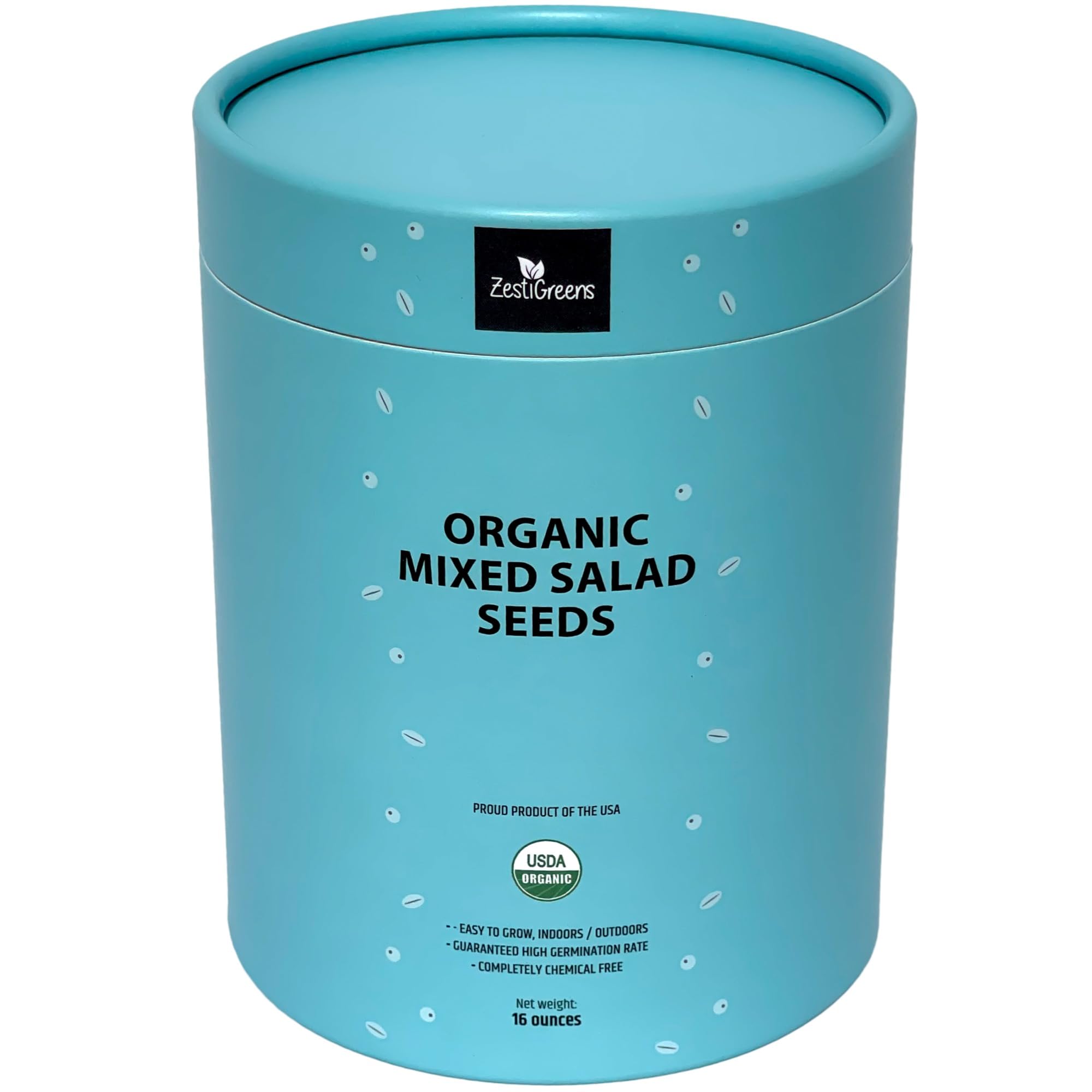 Superfood Microgreen Seeds Mix x 1lb. Non GMO Organic Broccoli, Kale, Kohlrabi, Arugula & Cabbage Seeds in Food Grade tin for Easier scooping & Keeping Fresher.