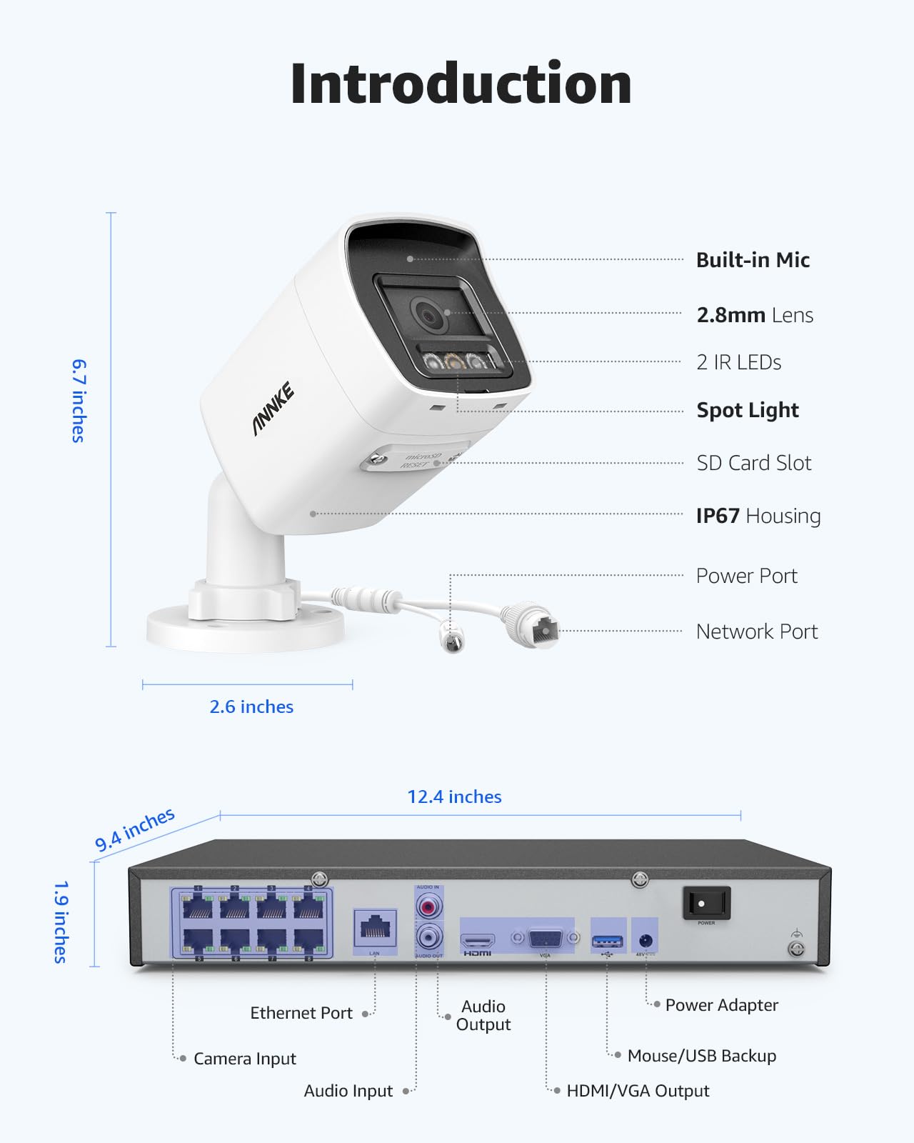 ANNKE H1200 12MP Security Camera System, 8CH NVR and 4 X 12 Megapixel UHD PoE Surveillance IP Camera with Smart Dual Light, Human&Vehicle Detection, Color Night Vision, 2TB Hard Drive Included