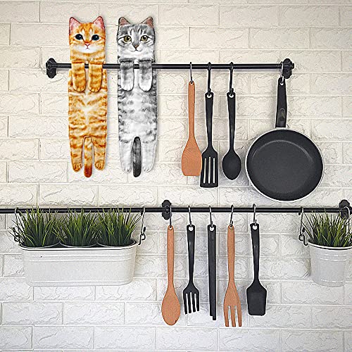 Cat Funny Hand Towels for Bathroom Kitchen - Cute Decorative Cat Decor Hanging Washcloths Face Towels Super Absorbent Soft - Mothers Day Easter House Warming Birthday Gifts for Women Cat Lovers