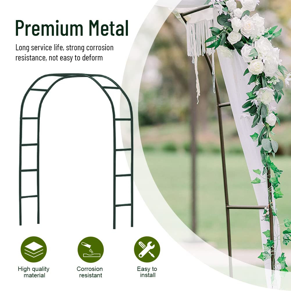 Newsmarts 7.9Ft Metal Garden Arch Army Green Garden Arbor for Climbing Plant Outdoor Wedding Party