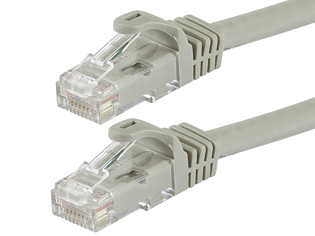 Monoprice Cat5e Ethernet Patch Cable - 7 feet - Gray | Snagless RJ45, Stranded, 350Mhz, UTP, Pure Bare Copper Wire, 24AWG - Flexboot Series