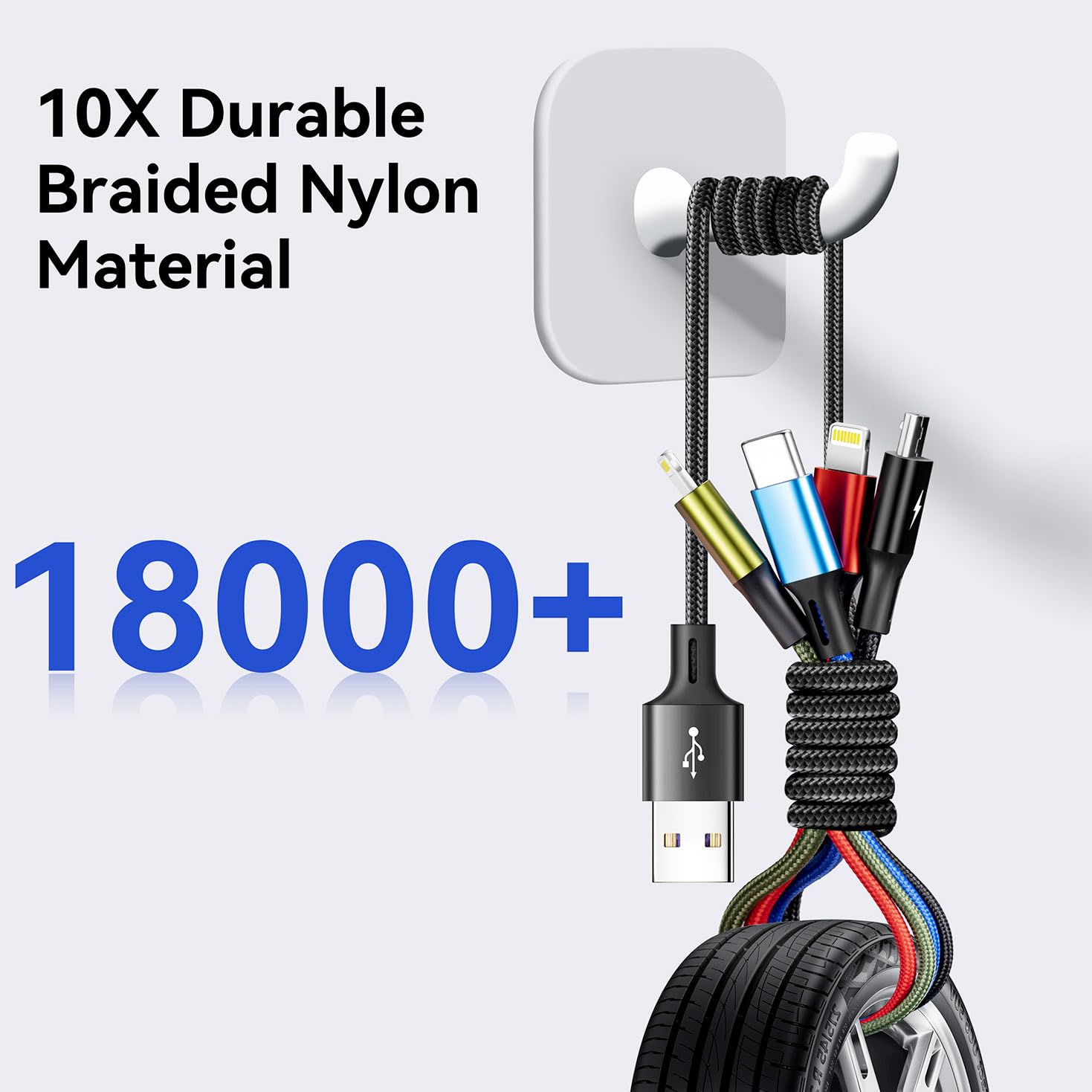MINLU Multi Charging Cable, [2Pack 6Ft] 4 in 1 Braided Multi Fast Charging Cord, Multiple Charger Cable, USB Cable Adapter IP/Type C/Micro USB Port for Cell Phones Tablets Samsung Galaxy PS & More