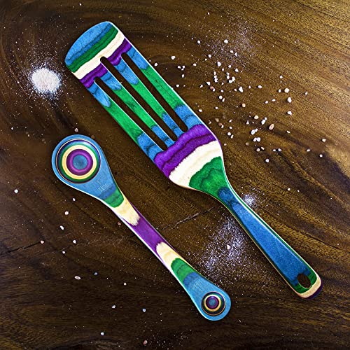 Totally Bamboo Baltique Mumbai Collection 2 Piece Cooking Utensil Set, Spurtle & Measuring Spoon