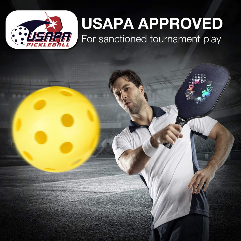 Pickleball Paddles, USAPA Pro Graphite Pickleball Paddle Set of 2 Pickleball Racquet 4 Pickleball Balls 1 Bag, Polypropylene Honeycomb Core, Graphite Face Cushion 4.72 in Grip Lightweight Pickleball