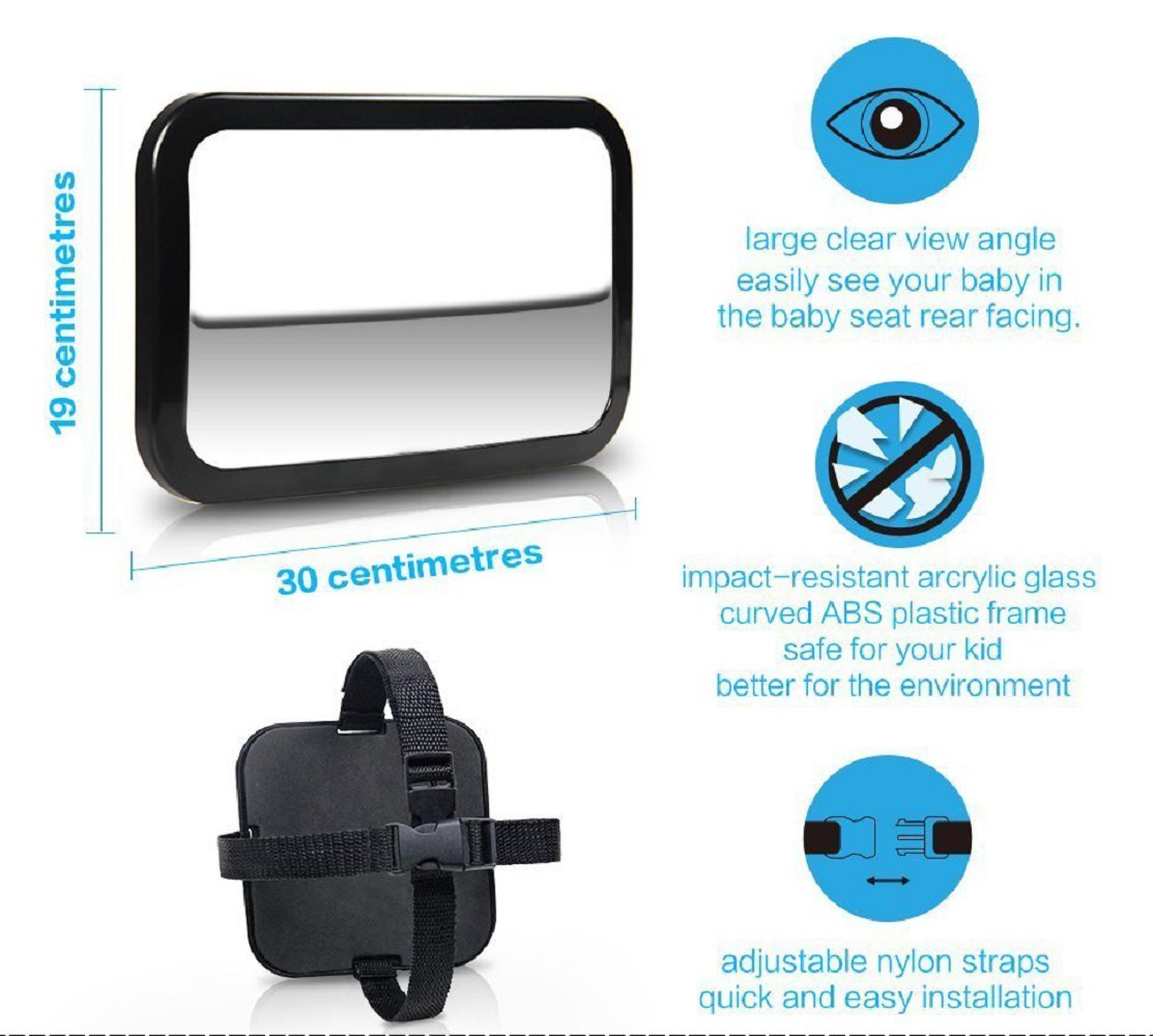 Shynerk Baby Car Mirror, Rear Facing Car Seat Mirror Safety for Infant Newborn, Baby Mirror with Wide Rearview & 360° Rotation, Shatterproof & Easy Assembled Crash Tested