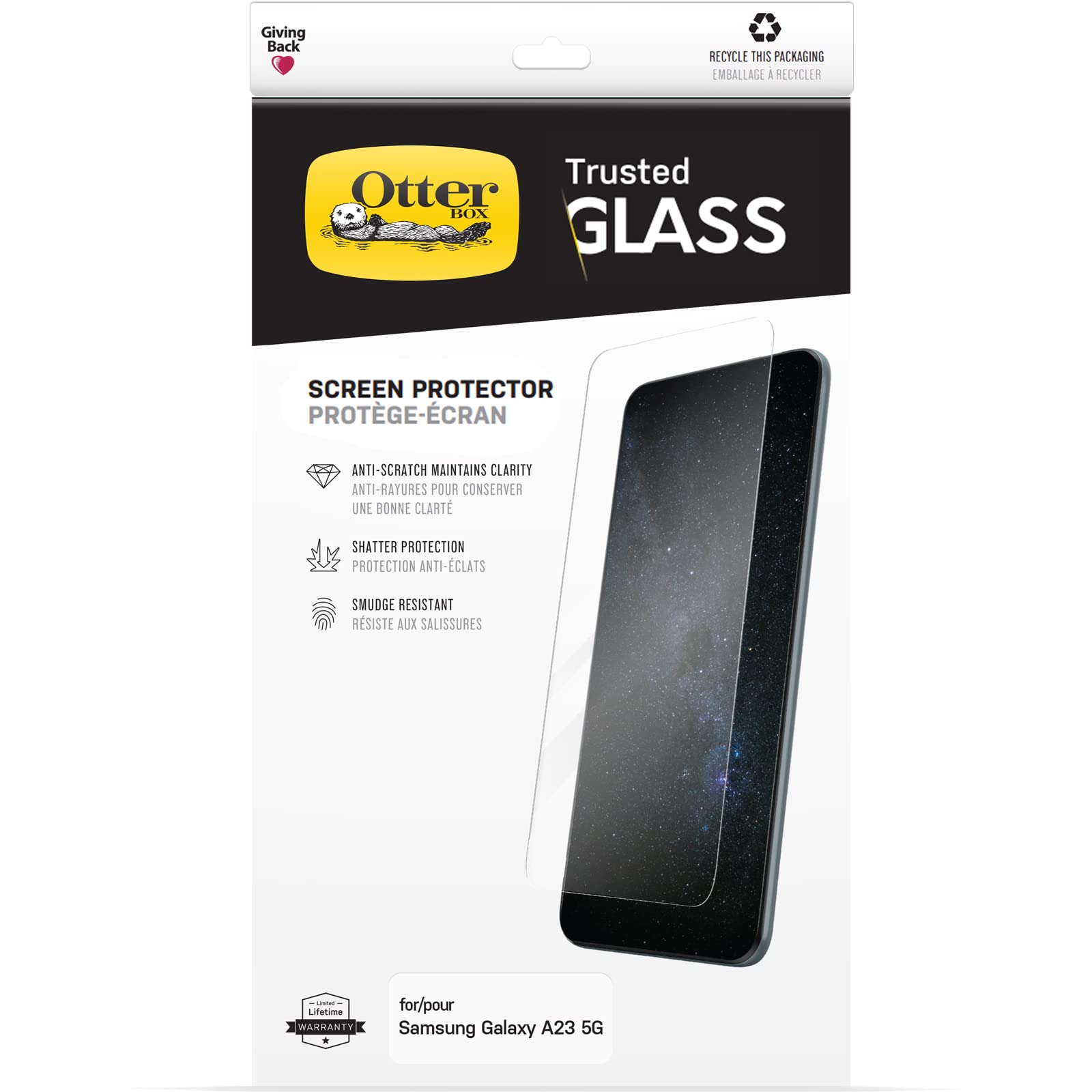 OtterBox TRUSTED GLASS Screen Protector for GALAXY A23 5G