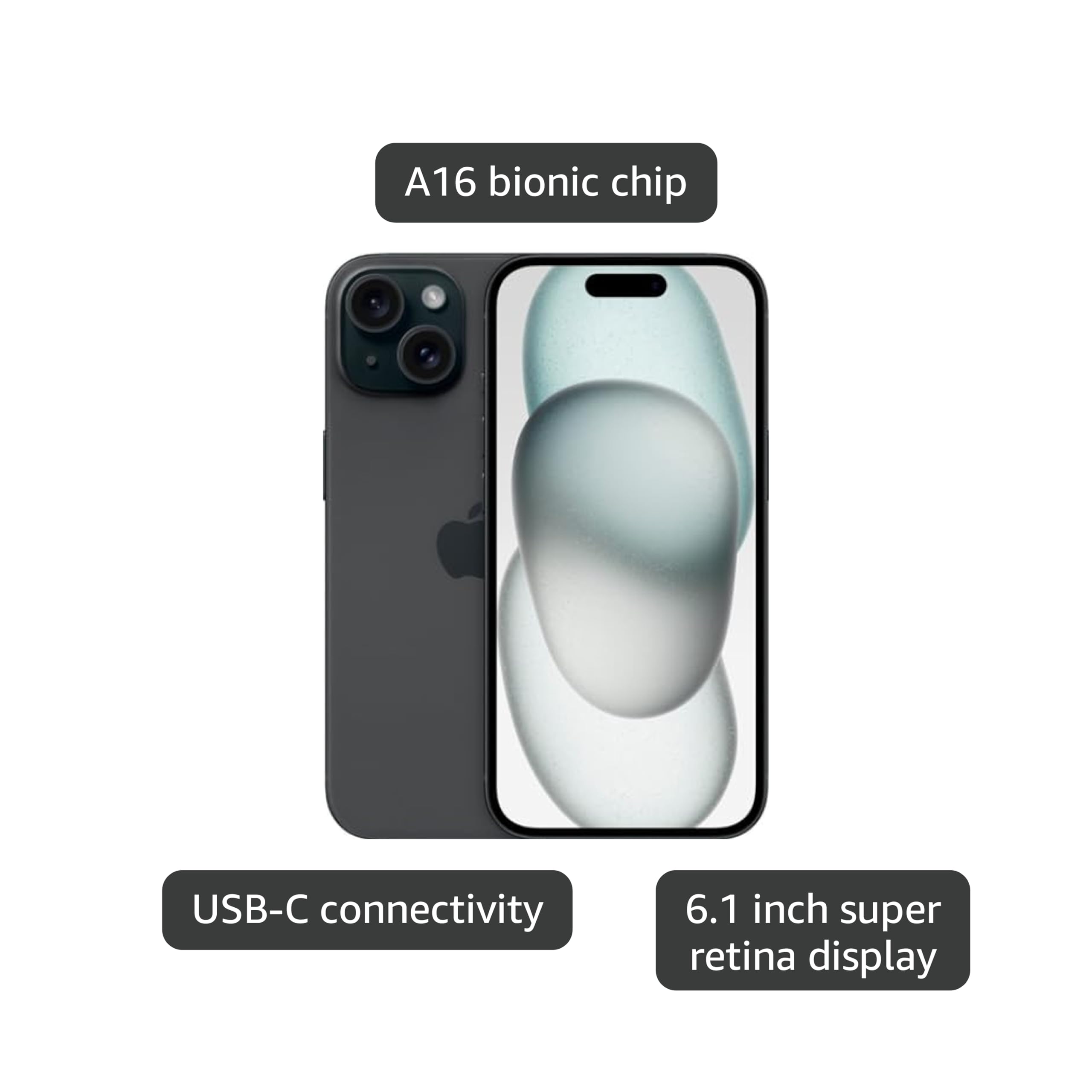 Apple iPhone 15, 128GB, Black - T-Mobile (Renewed)