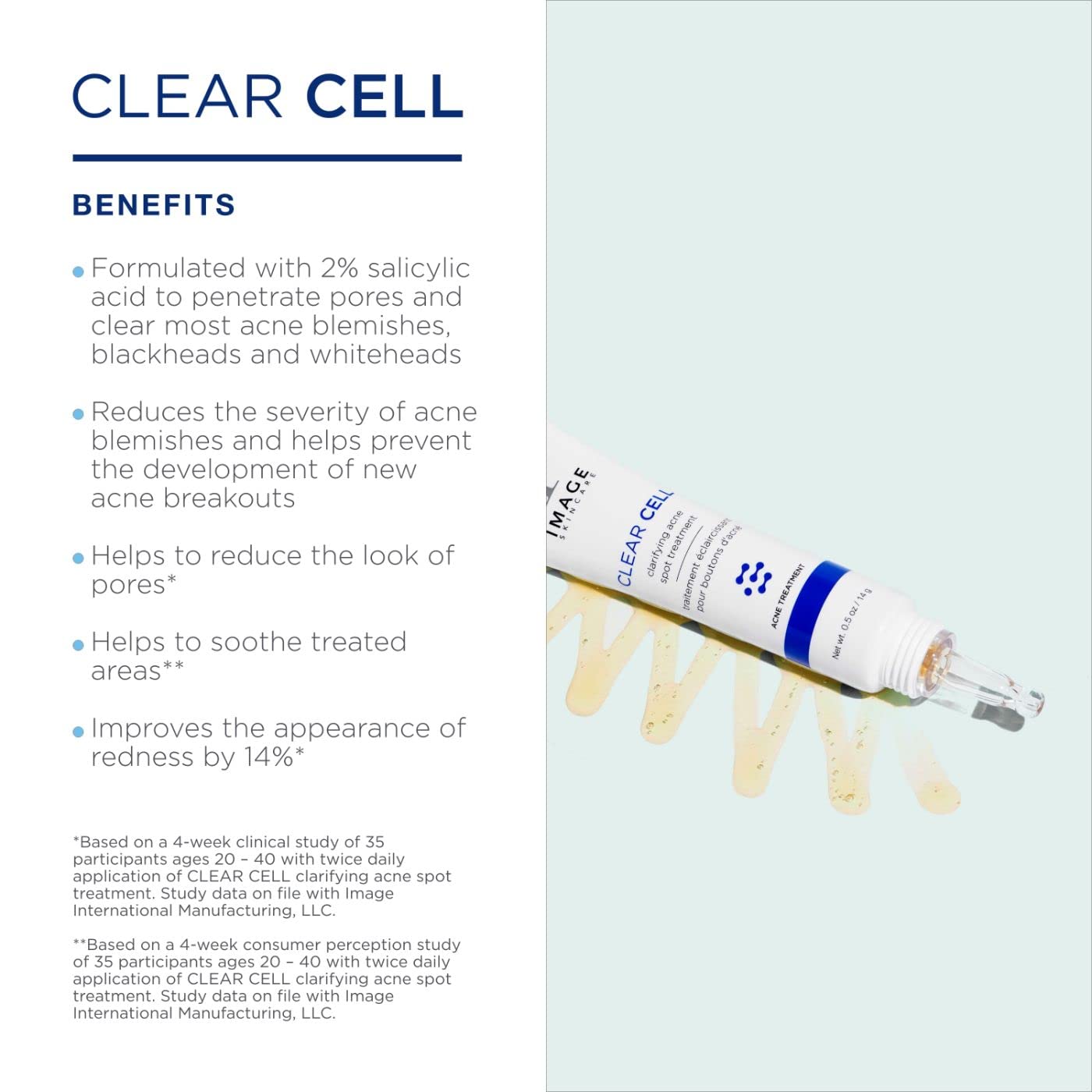 IMAGE Skincare, CLEAR CELL Clarifying Acne Spot Treatment, with Salicylic Acid, Targets Existing Acne Blemishes while Preventing New Blemishes from Forming, 0.5 oz