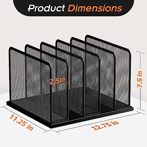 Kuntine.B Desk File Organizer 5 Sections Upright Mesh Desktop Organizer File Sorter Office Organization File Holder for Home, Office & Classroom