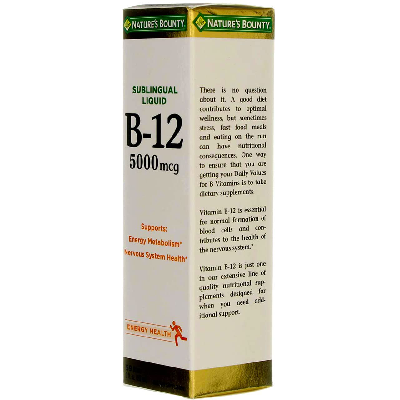 Nature's Bounty B-12 5000 mcg Sublingual Liquid Energy Health 2 oz ( Pack of 4)