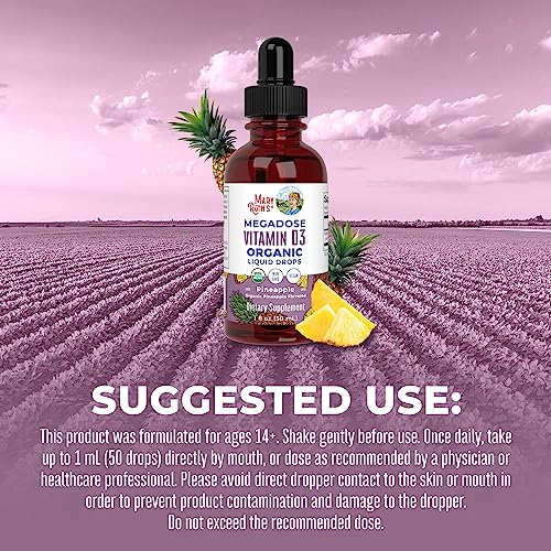 MaryRuth Organics Vitamin D3 Liquid Drops | Megadose 4000 IU | USDA Organic Liquid Vitamin D Spray for Adults & Kids | Immune Support & Bone Health | Vegan | Gluten Free | Non-GMO | 30 Servings