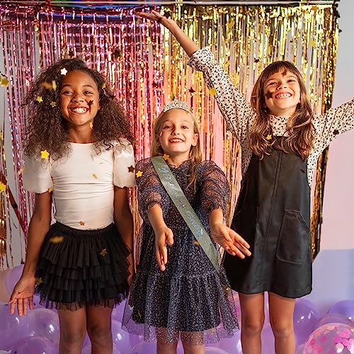 Vovii Birthday Sash and Tiara for Girls Birthday Girl Gold Sash and Rhinestone Gold Tiara Set Birthday Decoration Headband for Little Girl Hair Accessories for Birth Party Gold