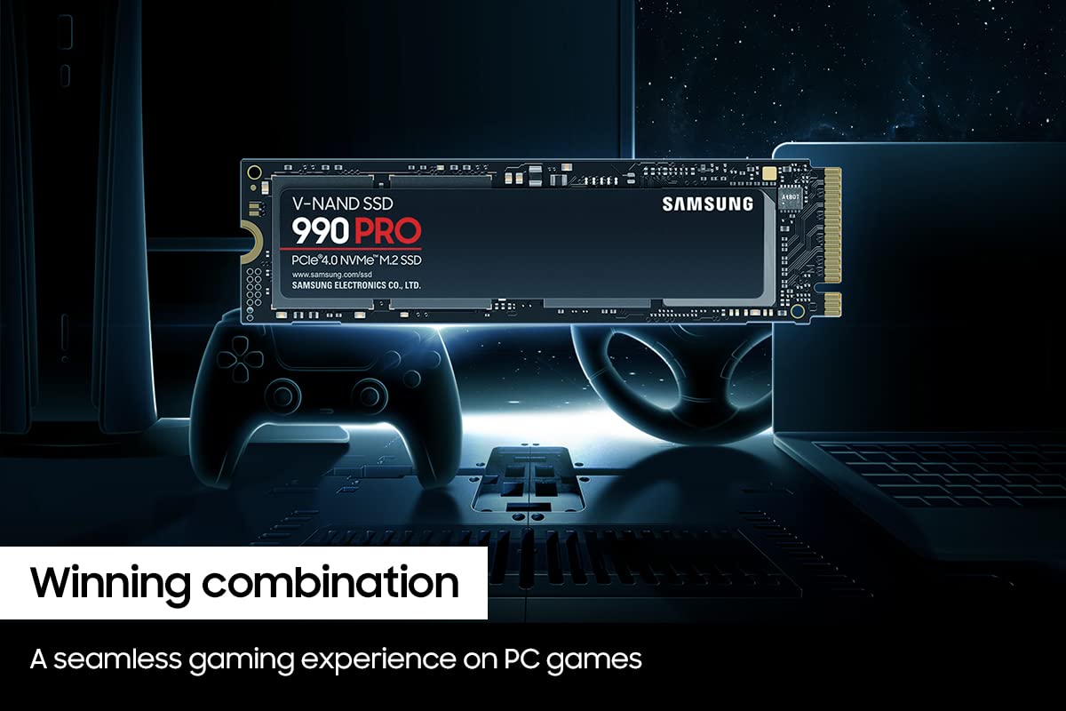 SAMSUNG 990 PRO SSD 1TB PCIe 4.0 M.2 2280 Internal Solid State Hard Drive, Seq. Read Speeds Up to 7,450 MB/s for High End Computing, Gaming, and Heavy Duty Workstations, MZ-V9P1T0B/AM
