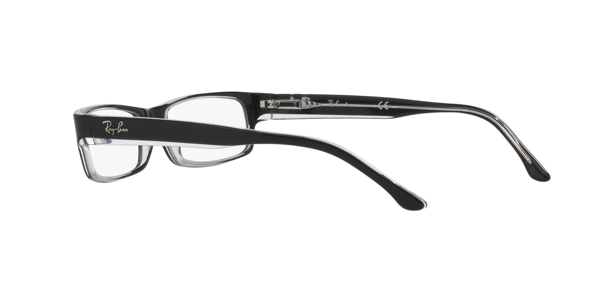 Ray-Ban RX5114 Rectangular Prescription Eyeglass Frames, Black On Transparent/Demo Lens, 54 mm