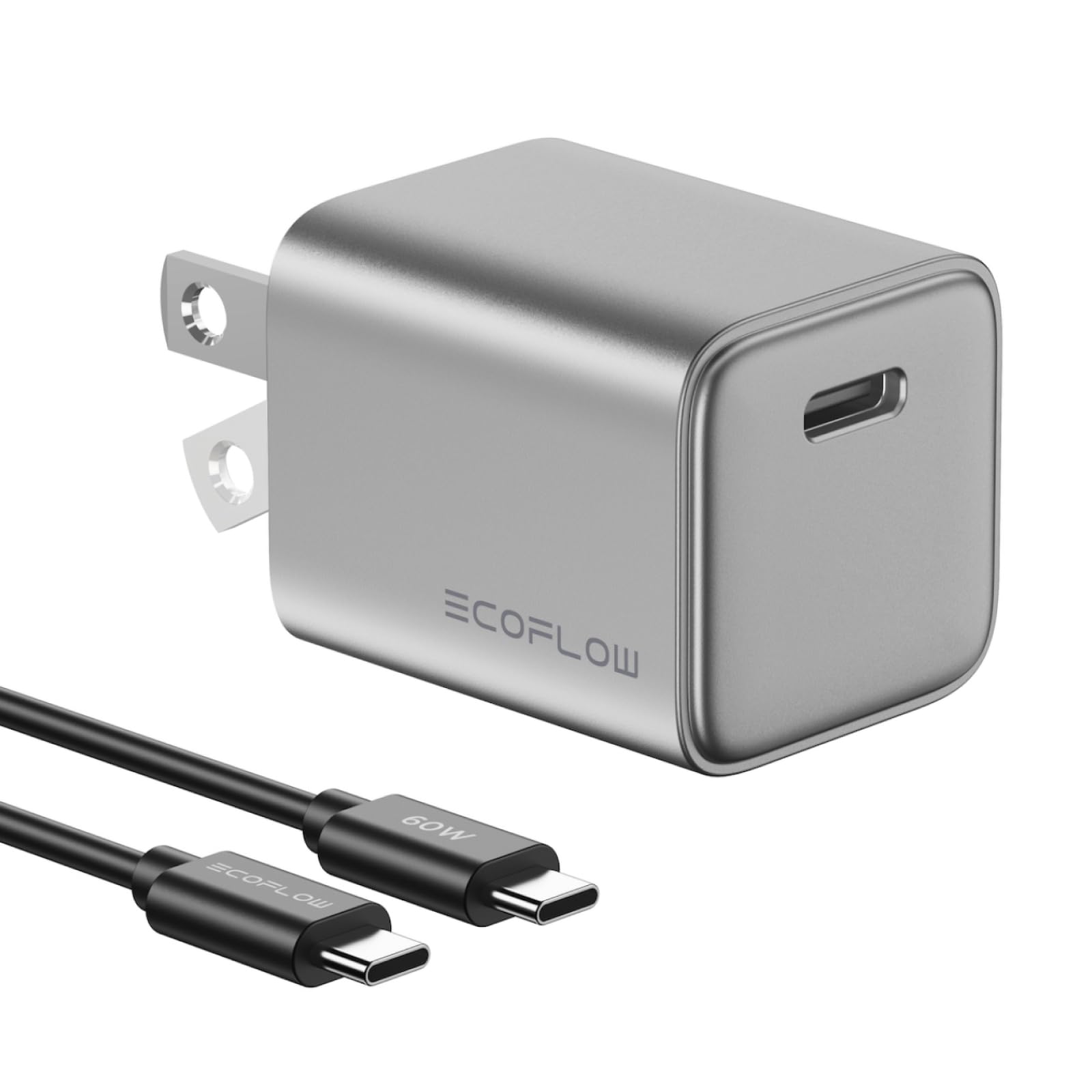 EF ECOFLOW USB C Charger, Rapid 20W GaN Type C Charging Block with Foldable Plug, Fast Wall Charger Compatible with iPhone 15/14/13, Galaxy, Pixel 4, iPad, AirPods, Apple Watch (USBC Cable Included)