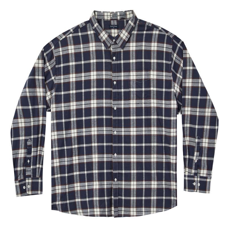 Double Pump Big and Tall Flannel Shirts for Men Cotton Long Sleeve Casual Button Down Plaid Shirt from XXL (T) to 6XL(T)(FL263,6XLT)