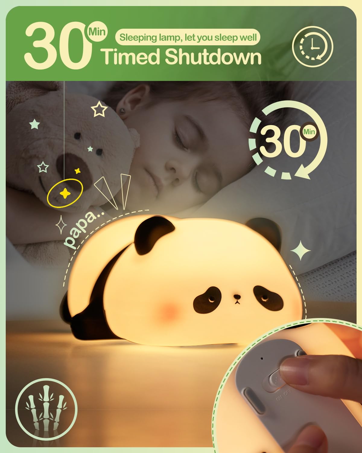 ATSUI Cute Panda Night Light, LED Squishy Novelty Animal Night Lamp, Food Grade Silicone 3 Level Dimmable Nursery Nightlight for Desk Decor, Funny Gifts Stuff for Boys Girls Baby, White Elephant Gifts