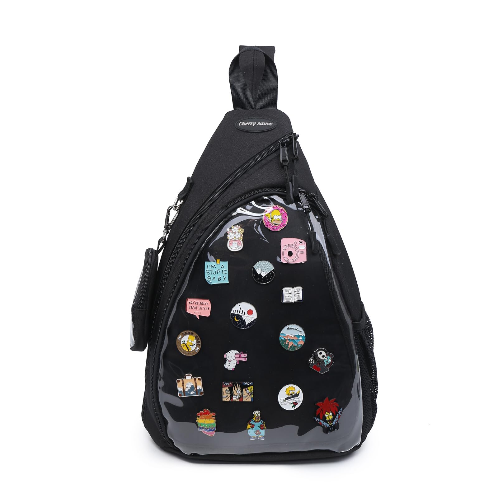 CHERRY SAUCE Oxford Ita Bag Kawaii Pin Display Chest Pack Single Shoulder Bag Sport Backpack Hiking Daypack