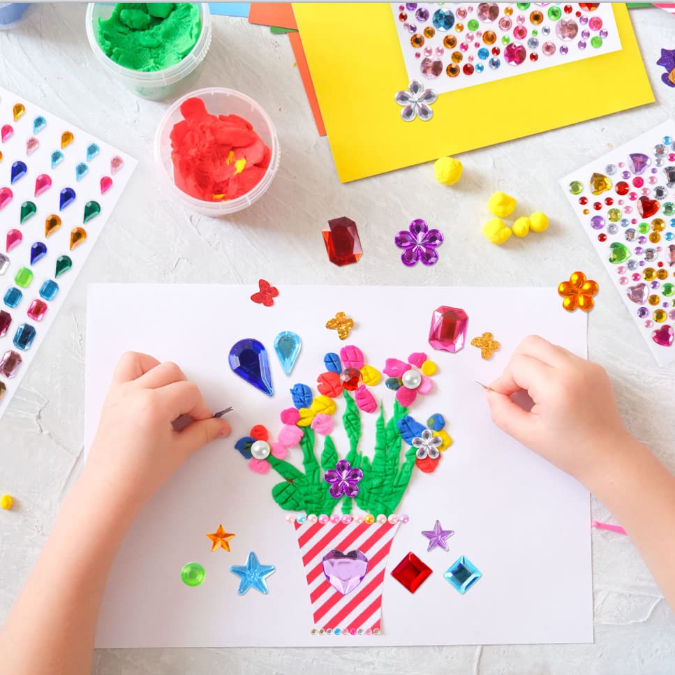 2774pcs Gem Stickers Jewels for Crafts - Self Adhesive Rhinestone Jewel Stickers, Stick on Gems Rhinestones for Crafts, Acrylic Bling Heart Stickers, Craft Supplies for Kids