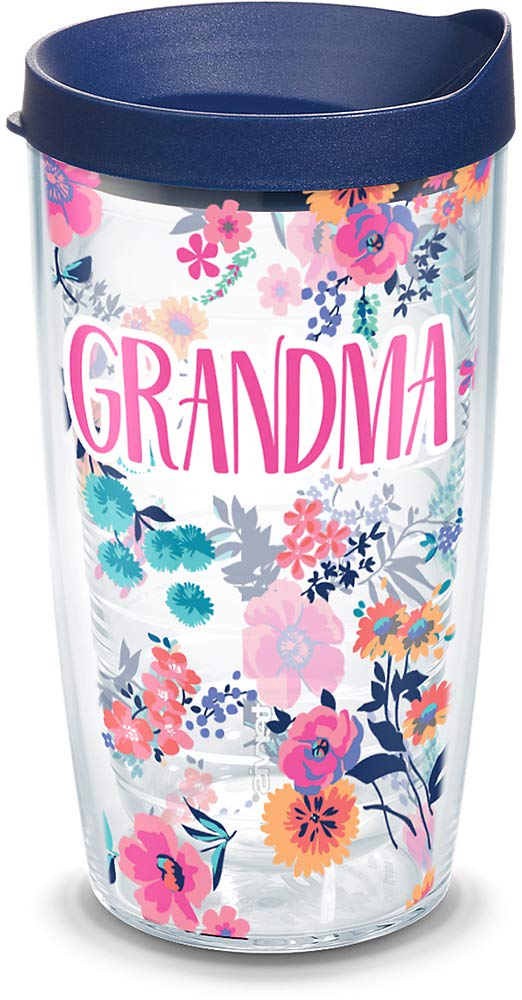 Tervis Made in USA Double Walled Dainty Floral Mother's Day Insulated Tumbler Cup Keeps Drinks Cold & Hot, 16oz, Grandma