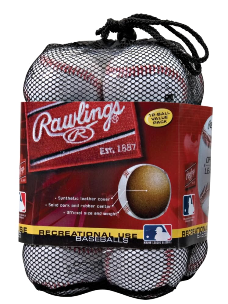 Rawlings | Official League Recreational Use Practice Baseballs | Youth | Bag of 12 | OLB3BAG12 | 12 Count