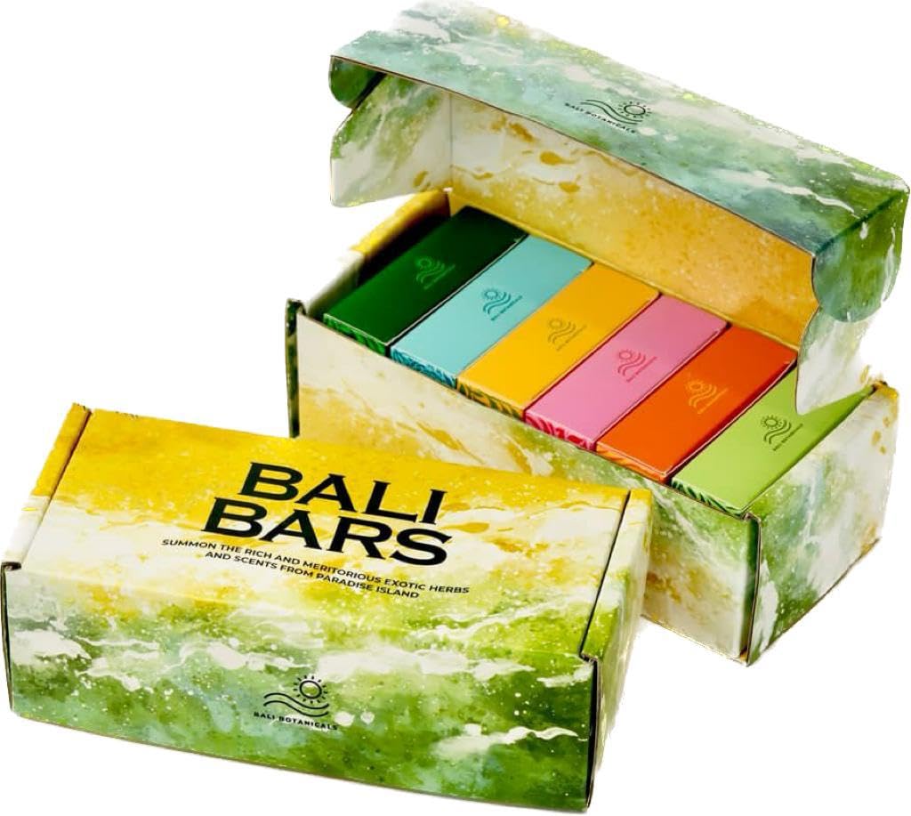 Bali Bars Natural Soap Bar For Men and Women Dry Sensitive Skin - Vegan Handmade Artisan All Natural Soap For Face, Hand And Body, Variety Scents of 6pcs (4.5oz Each Bars) Cold Process, Gift Set