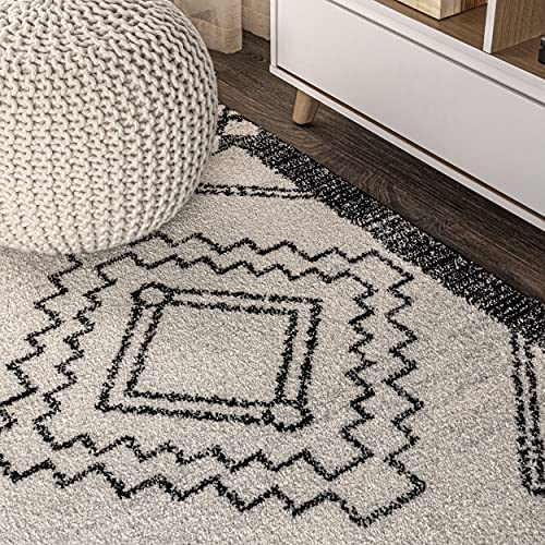 JONATHAN Y Amir Moroccan Beni Souk Ivory/Blue/Orange Indoor Area Rug, 4x6, Bohemian, Scandinavian, Easy-Cleaning for Living Room, Bedroom, Kitchen, Pet Friendly, Non-Shedding (MOH200E-4)