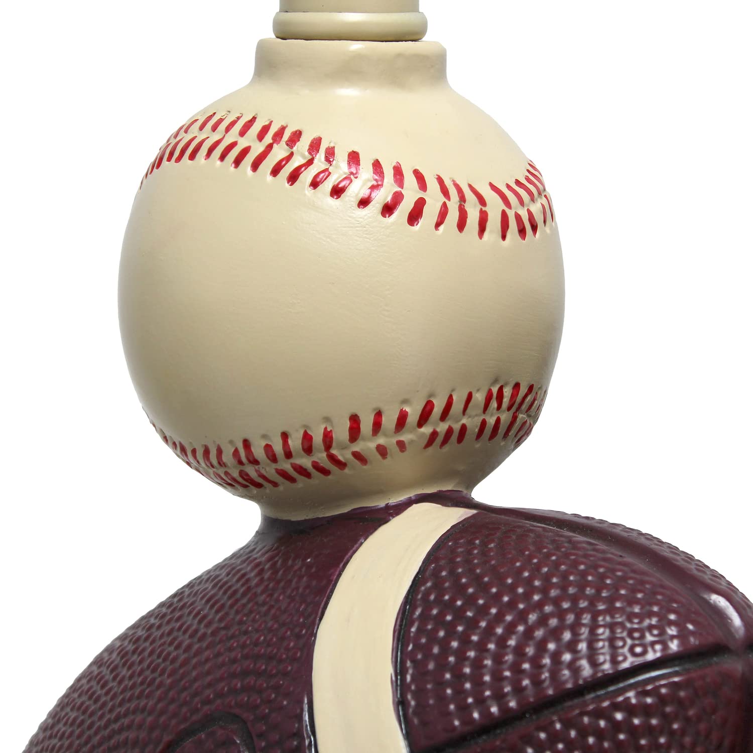 Simple Designs LT1082-SPT SportsLite 22" Tall Popular Sports Combo Basketball, Baseball, Football Polyresin Table Desk Lamp w Light Beige Fabric Shade for Kids' Room, Nursery,Bedroom,Gameroom,Mancave