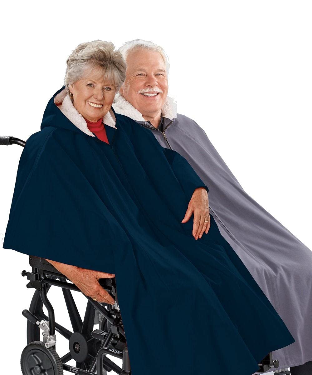 Men’s & Women’s Adaptive Wheelchair Cape With Hood - Winter Poncho Lined Cape - Wine