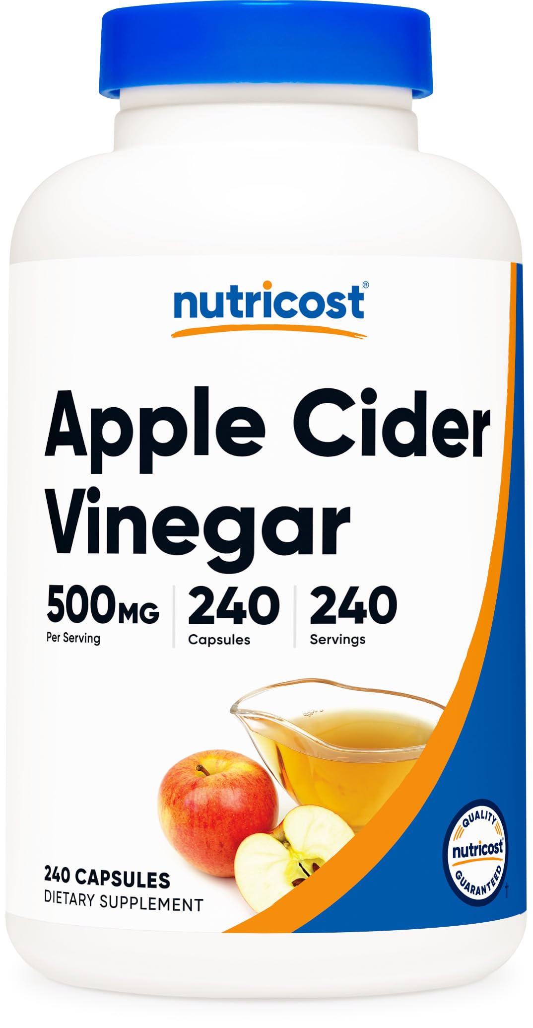 Nutricost Apple Cider Vinegar Capsules 500mg, 240 Vegetarian Capsules - Natural, Vegetarian, GMP, Non-GMO and Gluten Free