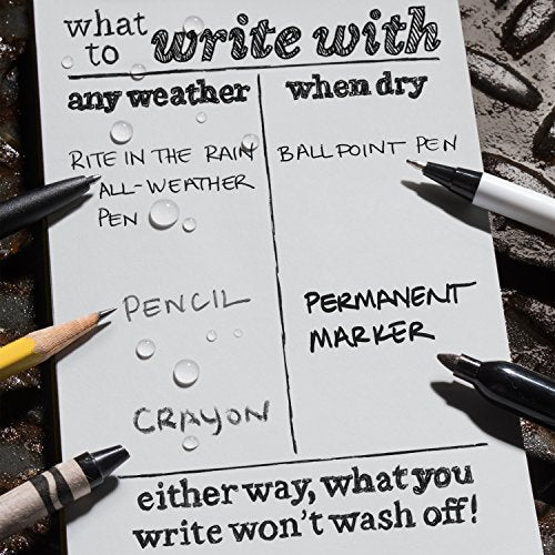 Rite in the Rain Weatherproof Mini-Stapled Notebook, 3 1/4" x 4 5/8", Black Cover, Universal Pattern, 3 Pack (No. 771FX-M)