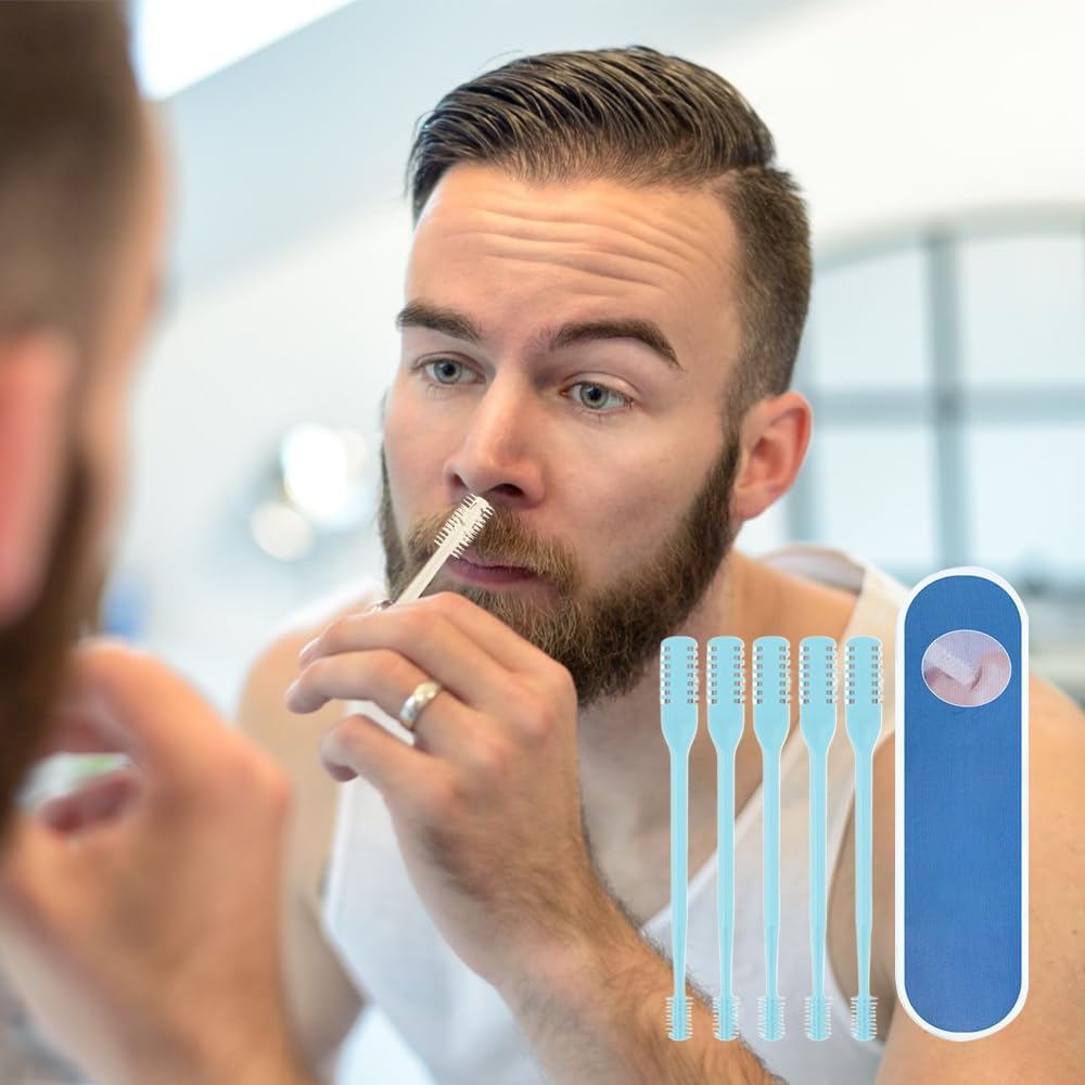 2024 New Upgrade 2-in-1 Nose Hair Trimmer for Men Women, Manual 360° Rotating Nostril Hair Removal Tool,Double Sided Nose Hair Blade Nose Hair Trimmer with Ear Picker Home Travel (Cream, 3pack)