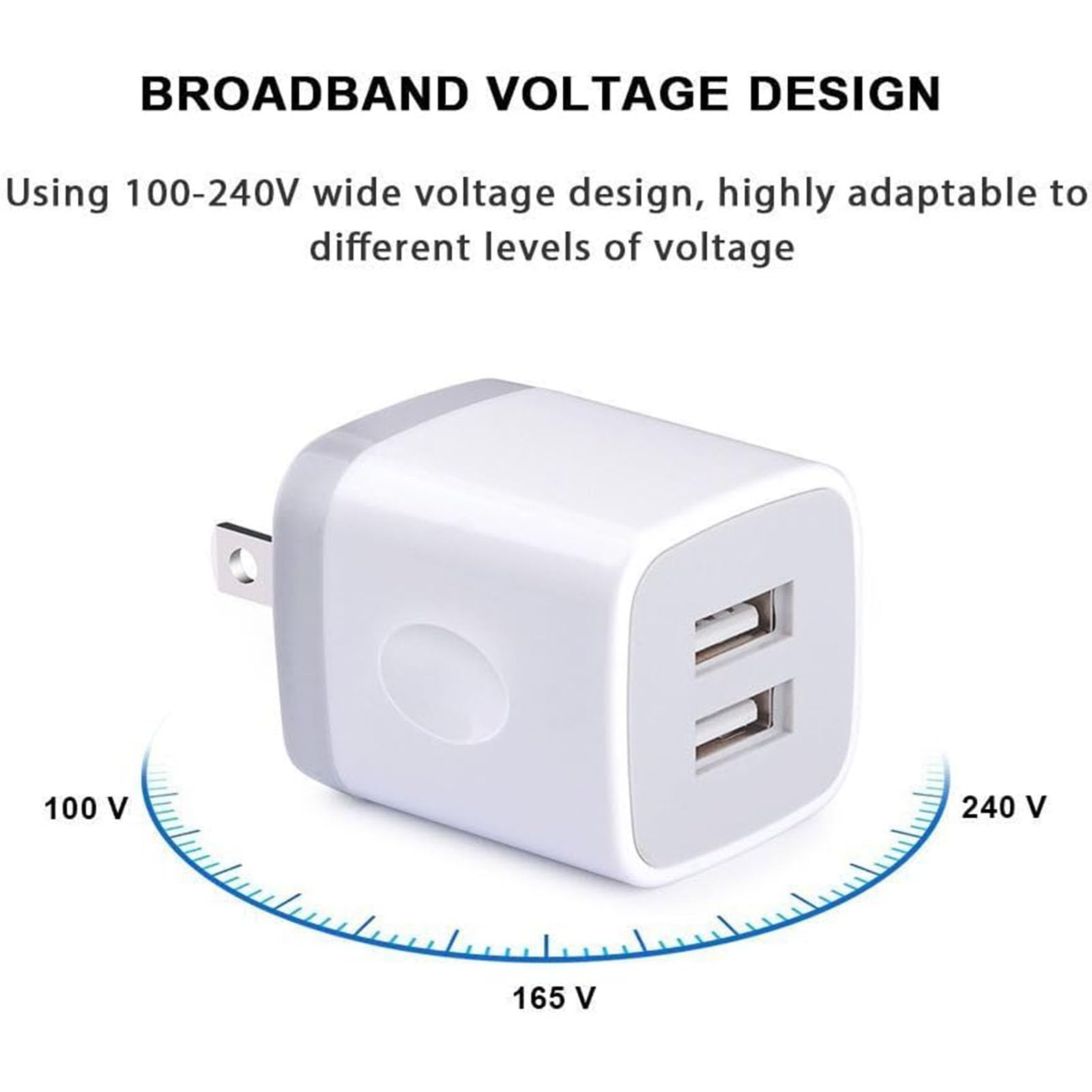 USB Wall Charger, FiveBox 2Pack Dual Port 2.1Amp Fast Brick Base Adapter Charging Block Charger Cube Plug Charger Box for iPhone 16 Pro Max 15 14 13 12 11 Pro X 6 6S 7 8 Plus, iPad, Samsung, Android