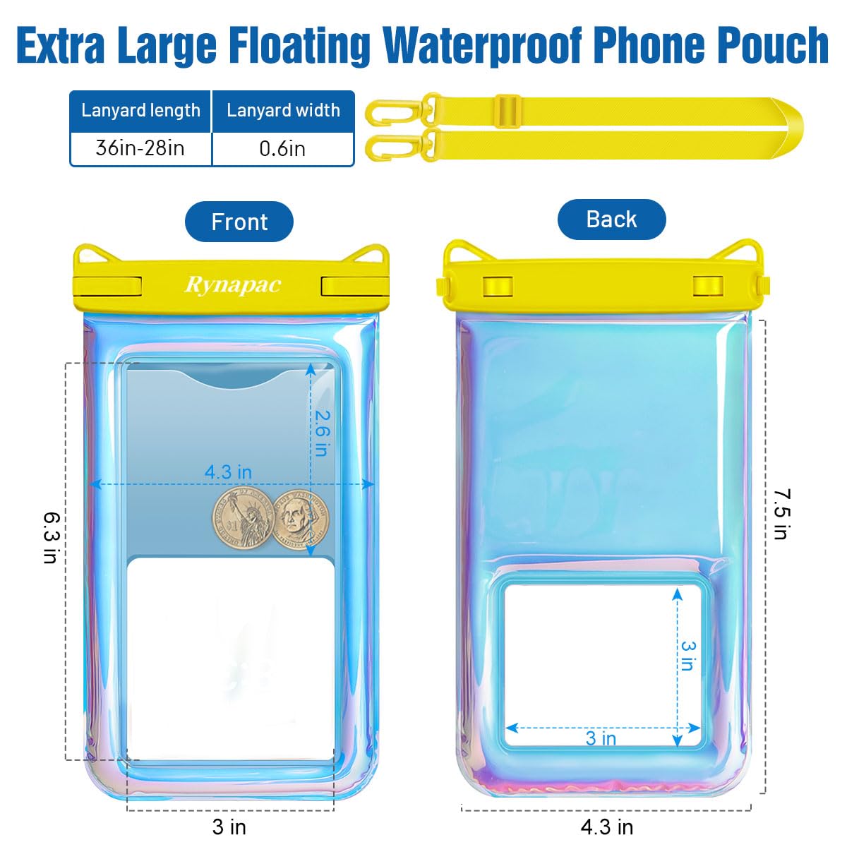 [Up to 8.5"] Waterproof Phone Pouch Floating - 2 Pack Waterproof Phone Bag for Beach Essentials, IPX8 Underwater Cell Phone Holder with Lanyard for iPhone 16 15 14 13 Pro Max, Galaxy S24/23/22 Series