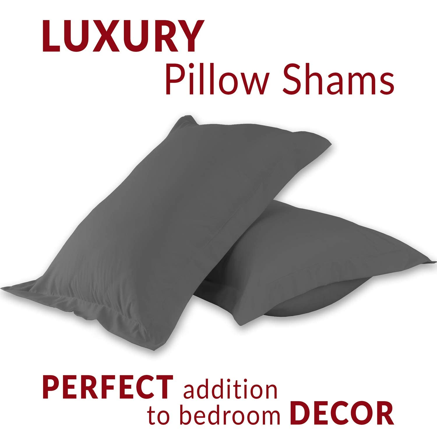 Mellanni 2 Pillow Cases + 2 Pillow Shams Bundle&Save - Hotel Luxury Bedding - Bundle Includes: 2 King Size Pillow Cases and Pillow Shams Set of 2 King Size (King, Gray)