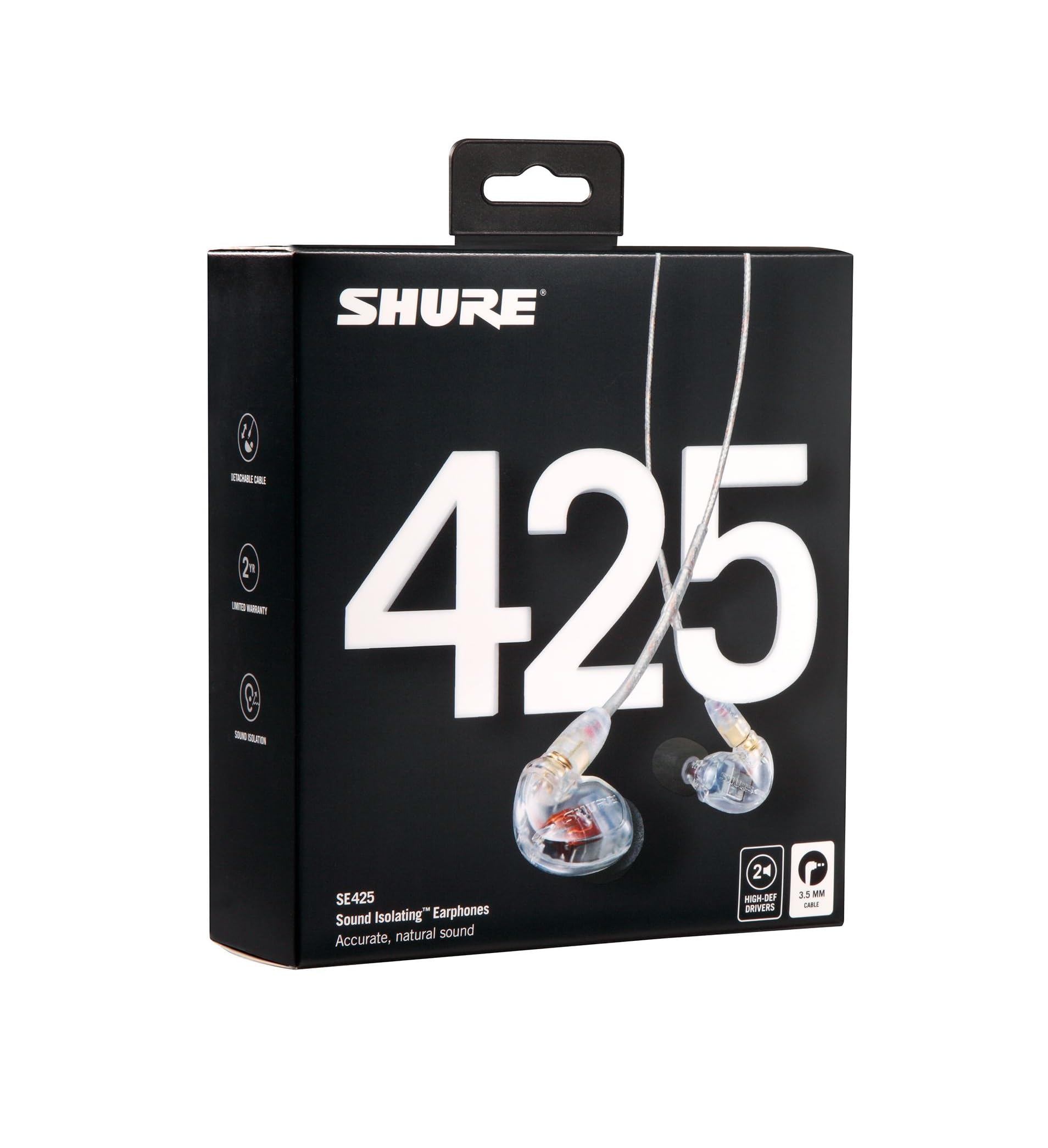 Shure SE425 PRO Wired Earbuds - Professional Sound Isolating Earphones with Detailed Sound, Dual-Driver Hybrid, Secure in-Ear Fit, Detachable Cable, Durable Quality - Clear (SE425-CL)