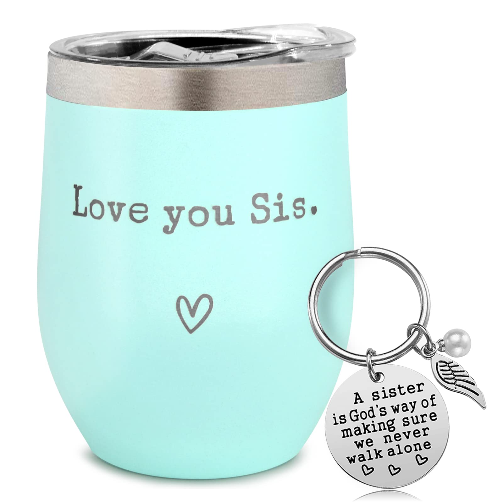 Sister Gifts from Sister - I Love You Sis - Sister Gifts for Birthday - Graduation Gifts Thanksgiving Christmas Gifts for Sister - 12oz Coffee Cup(Mint)