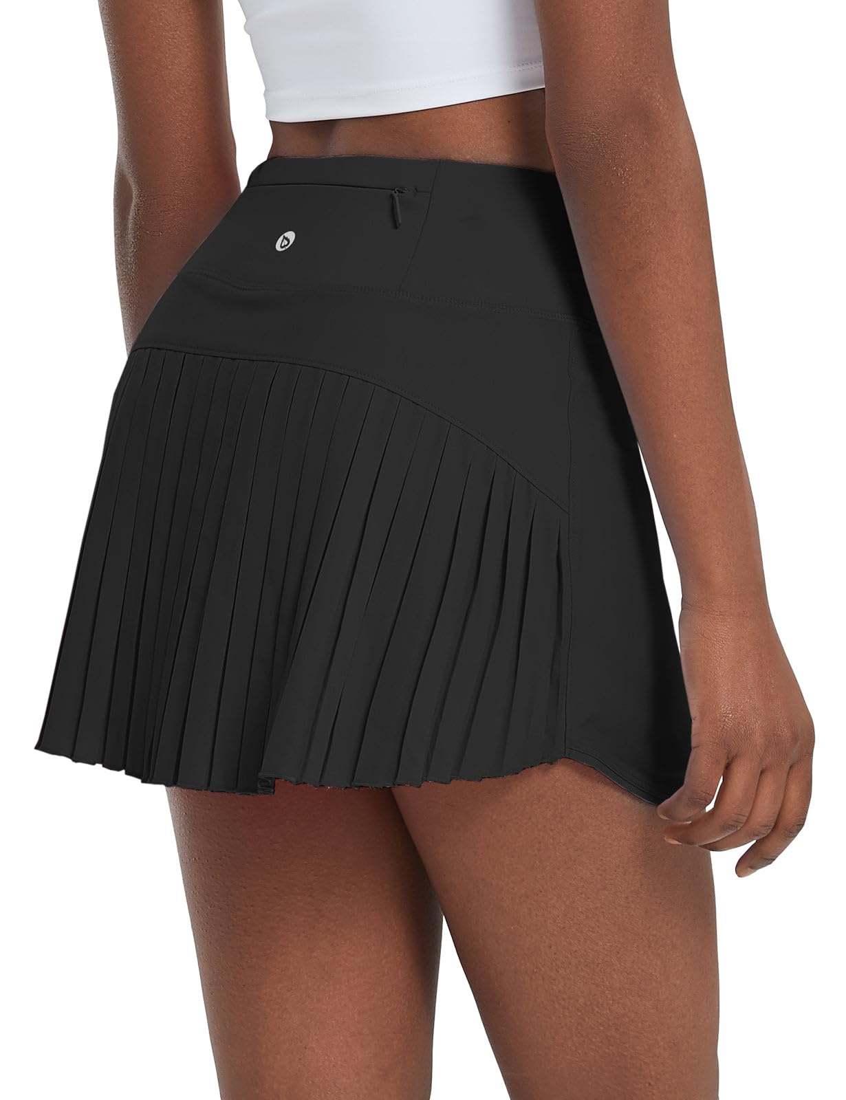 BALEAF Pleated Tennis Skirt Skorts Skirts for Woman High Waisted Lightweight Athletic Golf Workout with Shorts Pockets Black Medium