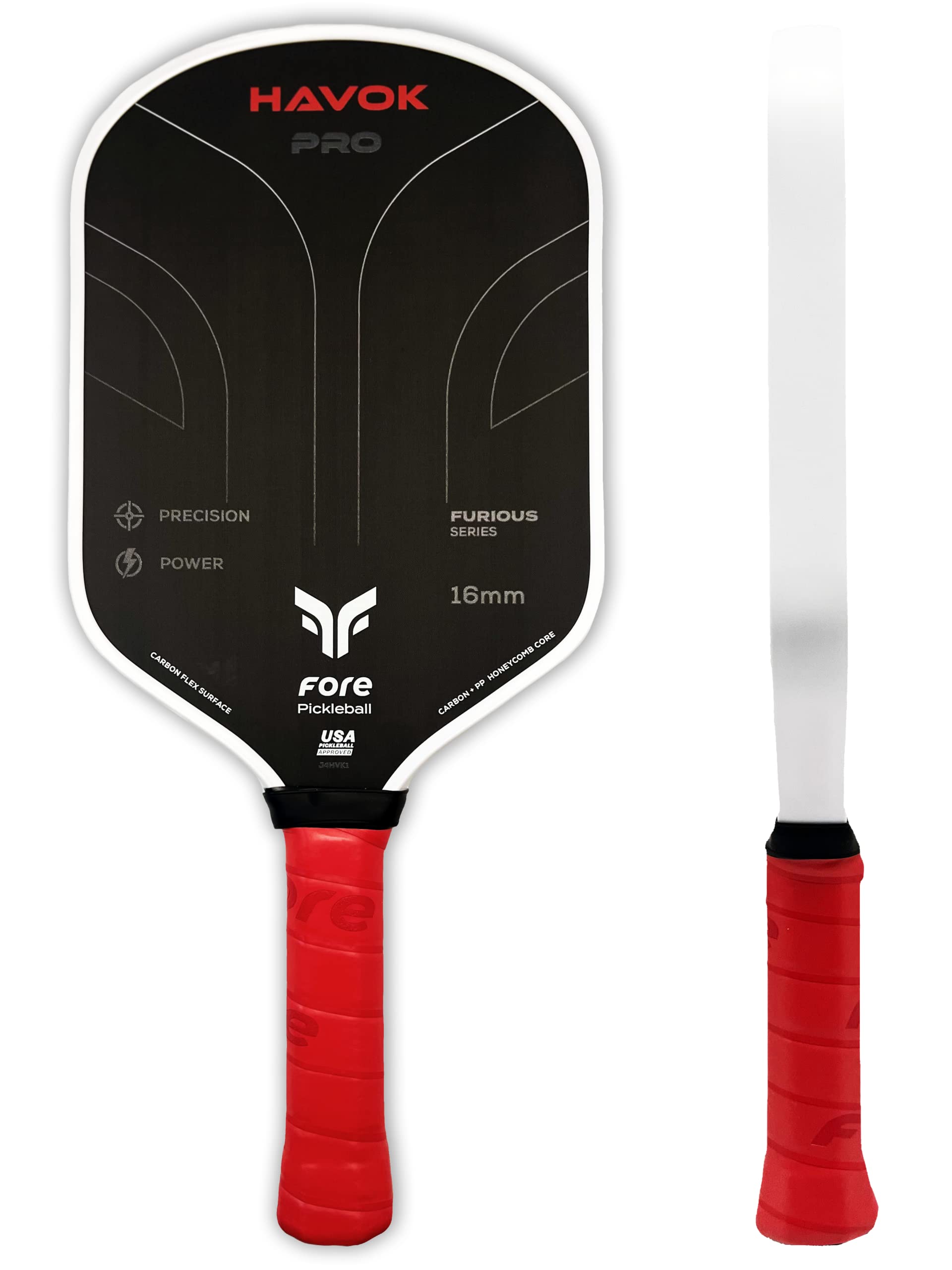 Havok Pro Pickleball Paddle: Carbon Fiber Surface for Enhanced Power, Precision and Maximum Spin - Large Sweet Spot and USAPA Approved