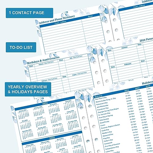 Planner Refills 2024-2025 – Jul. 2024 - Jun. 2025, Two Pages Per Day Daily ＆ Monthly Planner, 8.38" x 5.51", Ring-Bound Day Planner with Tabs