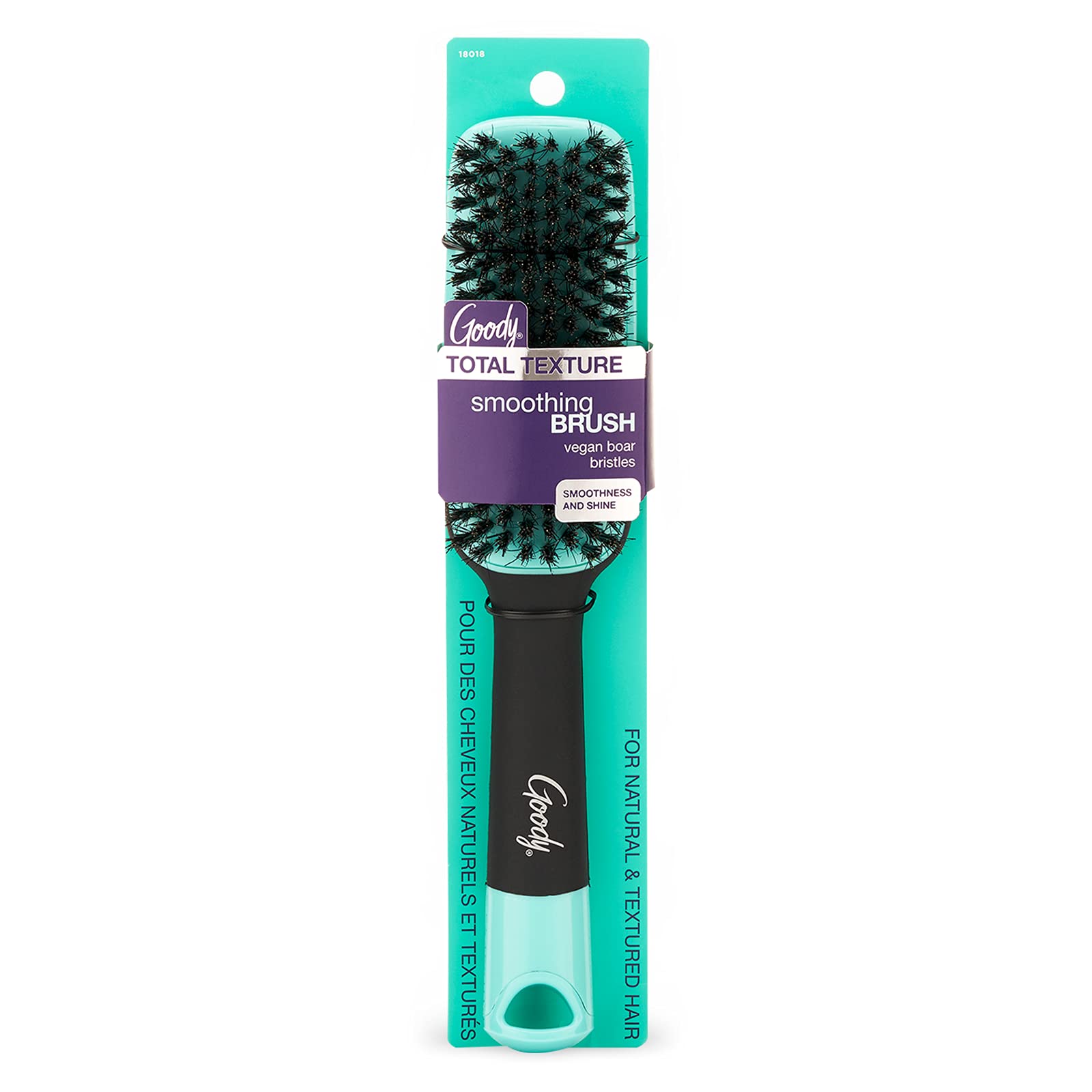 Goody x Total Texture Smoothing Brush - Vegan Boar Bristles Help Condition and Smooths Hair Cuticles for Enhanced Shine Shine - For Natural and Textured Hair - Non-Slip Grip