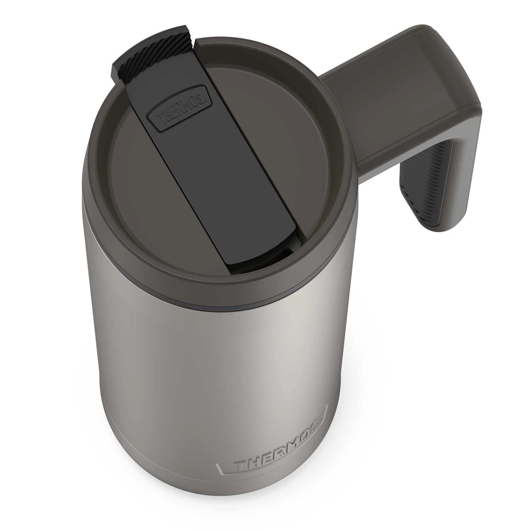 THERMOS ALTA SERIES Stainless Steel Mug 18 Ounce, Matte Steel/Espresso Black