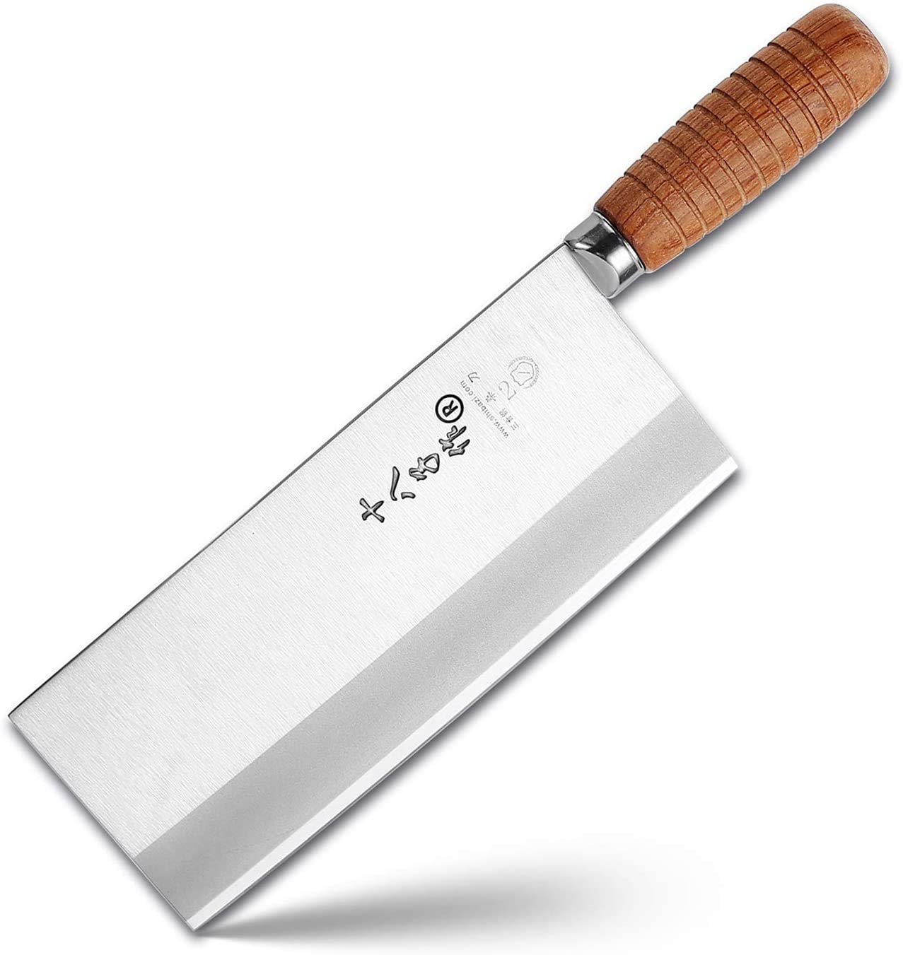 SHI BA ZI ZUO Cleaver Knife Meat Cleaver 8-inch Professional Chef Knife Stainless Steel Vegetable Knife Safe Non-stick Finish Blade with Anti-slip Wooden Handle